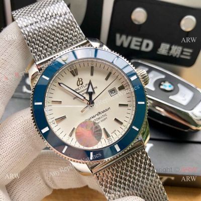 Replica Breitling Superocean Heritage Automatic Watches Blue Bezel White Dial 42mm